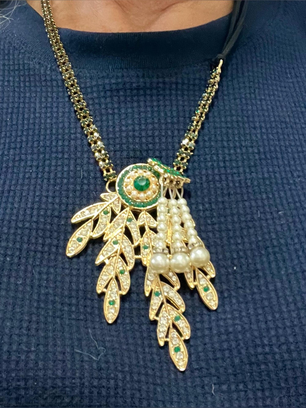 1920’s Style Flapper Necklace / Headband Green Rhinestones